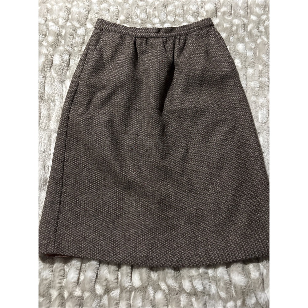 Vintage 100% Wool Brown Midi Skirt Pockets Lined Ms Jennifer Canada Womens 12p